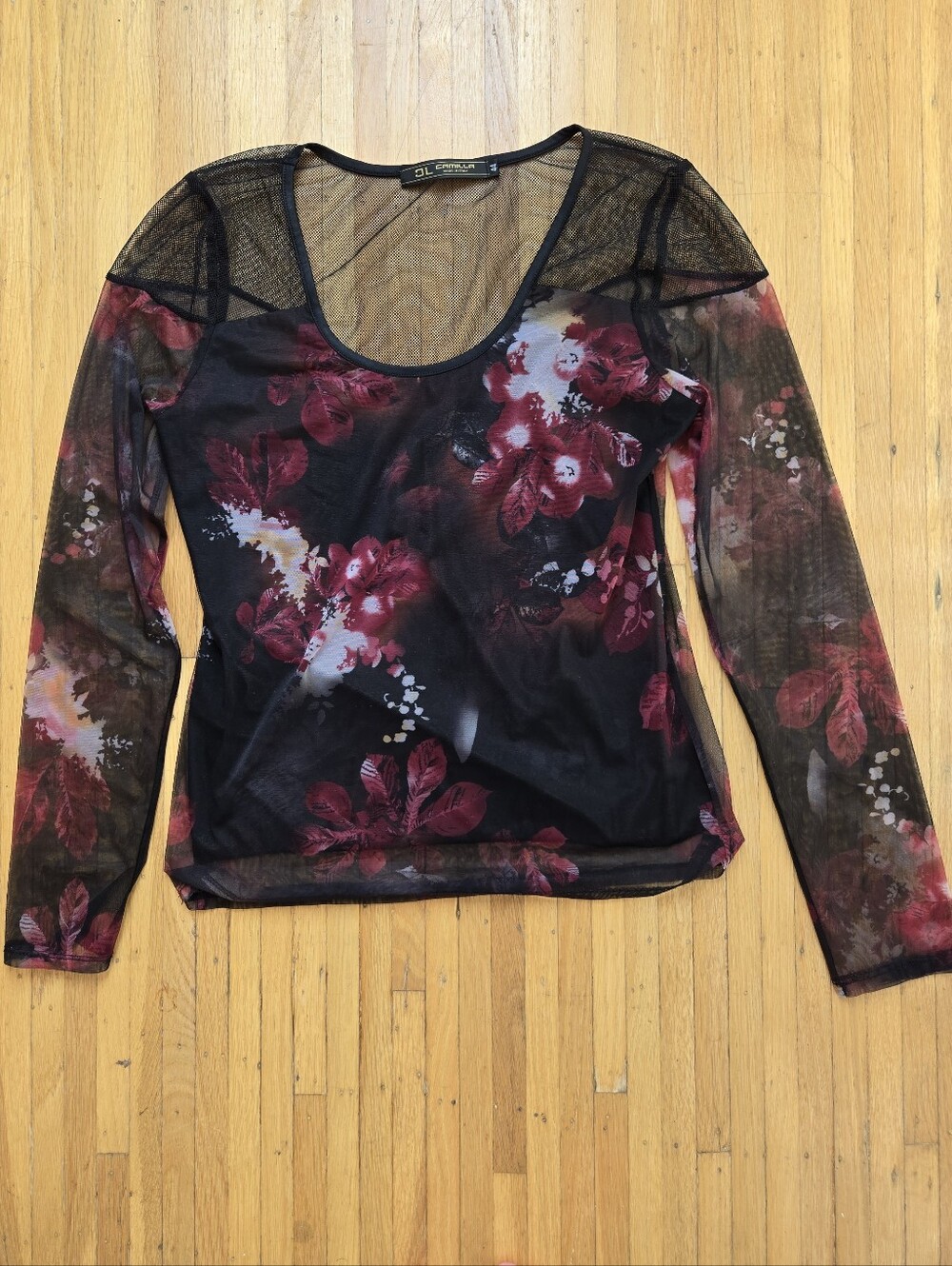 Camilla Floral Mesh Long Sleeve Top